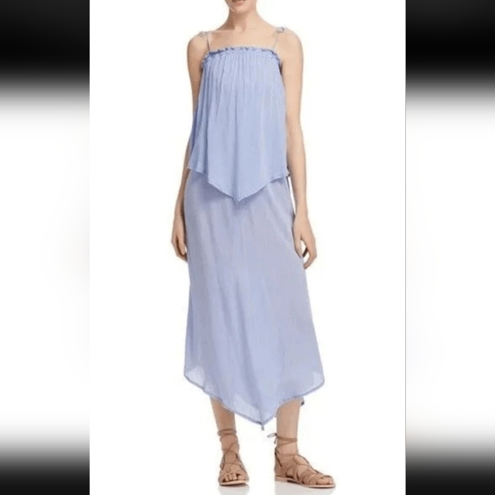 Faithfull The Brand Escape Blue And White Midi Dress Blue Size Small - Picture 4 of 5